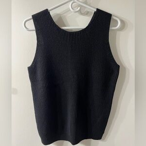 LOFT Black Sleeveless Knit Tank Top. V-Back. Large. Minimal wears.